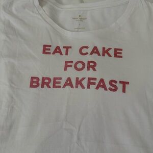 Kate Spade White Tee with Pink Glitter Text